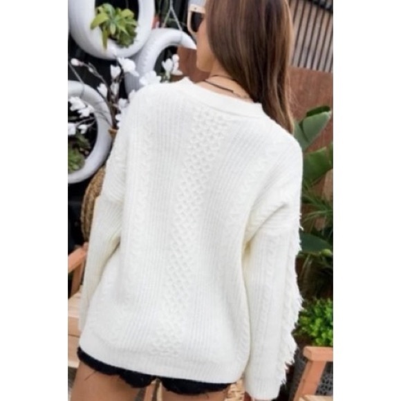 Ivory Fringe Knit Sweater - Picture 3 of 3
